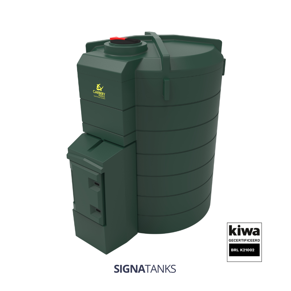 Dieseltank 10.000L (KIWA), Verticaal met Pompkast, Carbery Plastics (Geen certificaat, Piusi Panther 56, 3-Cijferig Telwerk (K33), Kleine filter: 260HS-II-30, Geen registratiesysteem, Afgifteslang 5m)
