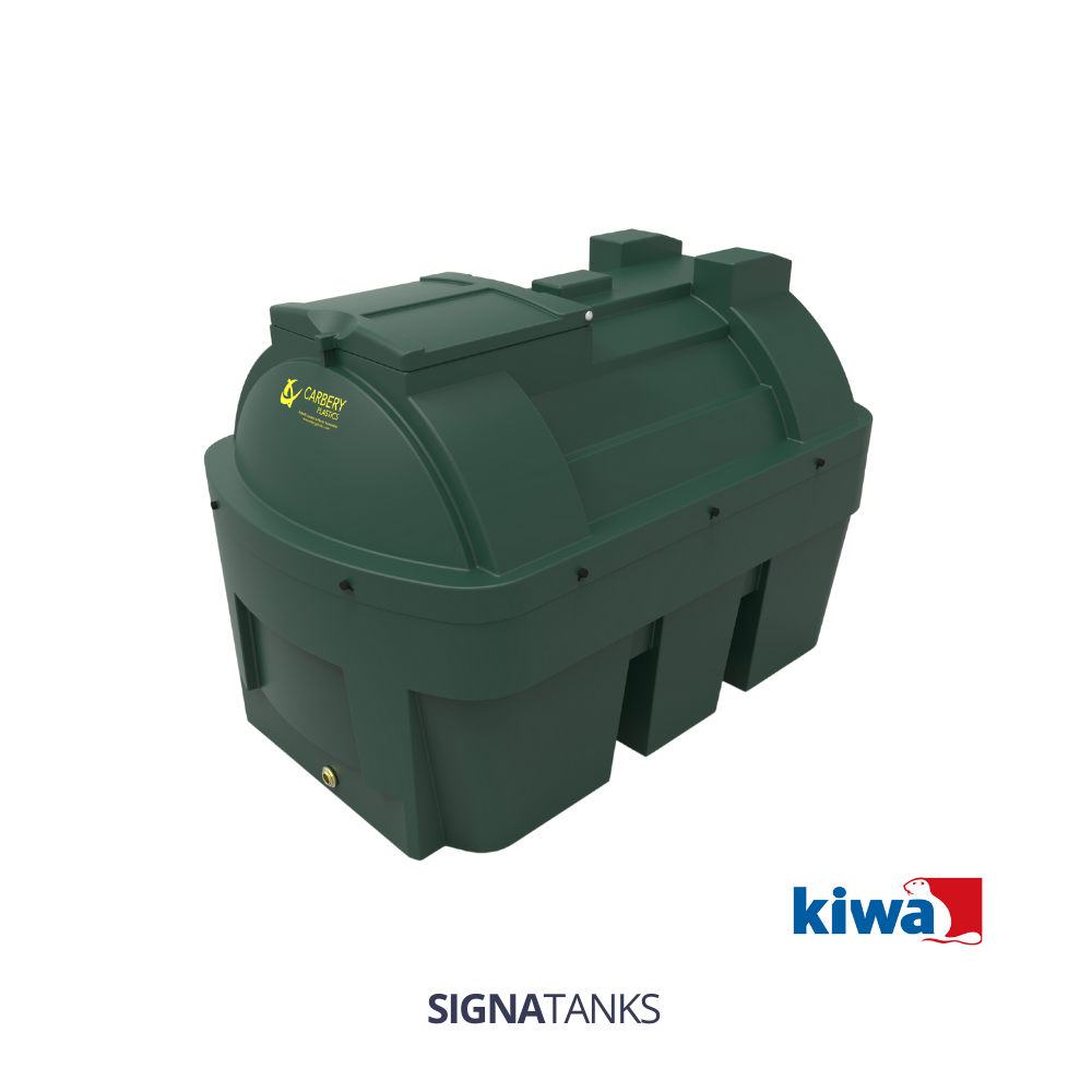 Dieseltank 1350L (KIWA), Horizontaal zonder Pompkast, Carbery Plastics (Piusi Panther 56, 3-Cijferig Telwerk (K33), Kleine filter: 260HS-II-30, Afgifteslang 5m (buiten de kast))