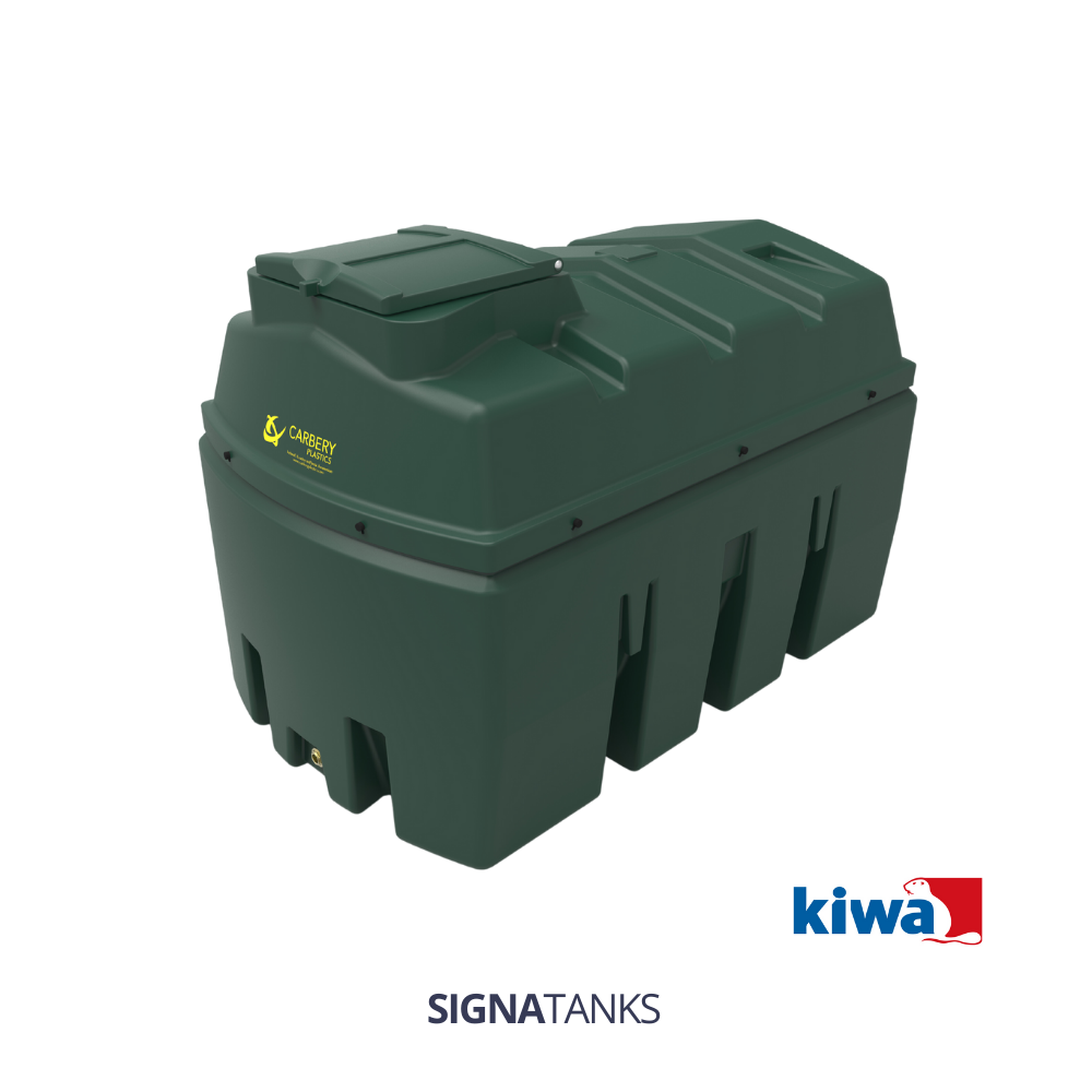 Dieseltank 2500L (KIWA), Horizontaal zonder Pompkast, Carbery Plastics (Piusi Panther 56, 3-Cijferig Telwerk (K33), Kleine filter: 260HS-II-30, Afgifteslang 5m (buiten de kast))