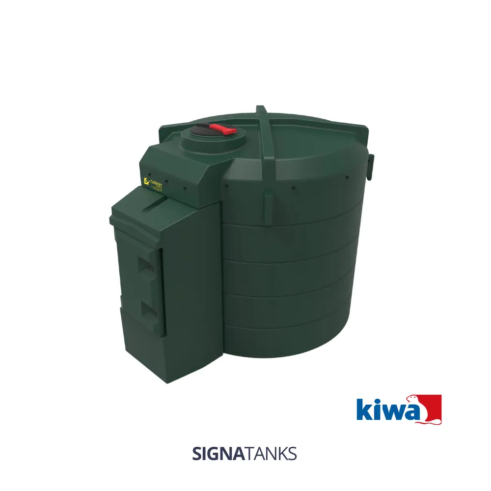 Dieseltank 6000L (KIWA), Verticaal met Pompkast, Carbery Plastics (Met bordestrap, Piusi Panther 56, 3-Cijferig Telwerk (K33), Kleine filter: 260HS-II-30, Afgifteslang 5m)