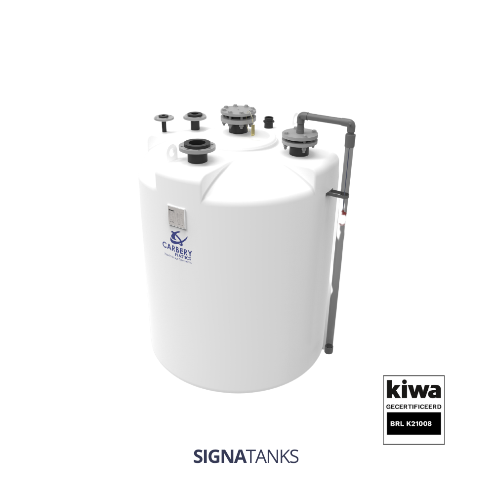 Chemietank 4000L, Enkelwandig, Verticaal, Carbery plastics (Geen certificaat, Wit)