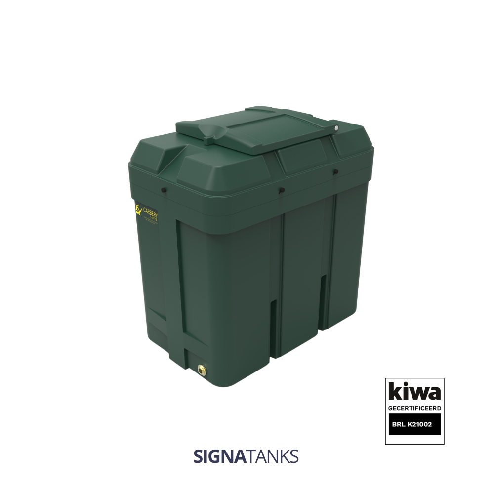 Dieseltank 650L (KIWA), Rechthoekig zonder Pompkast, Carbery Plastics (Geen certificaat, Piusi Panther 56, 3-Cijferig Telwerk (K33), Kleine filter: 260HS-II-30, Afgifteslang 5m (buiten de kast))