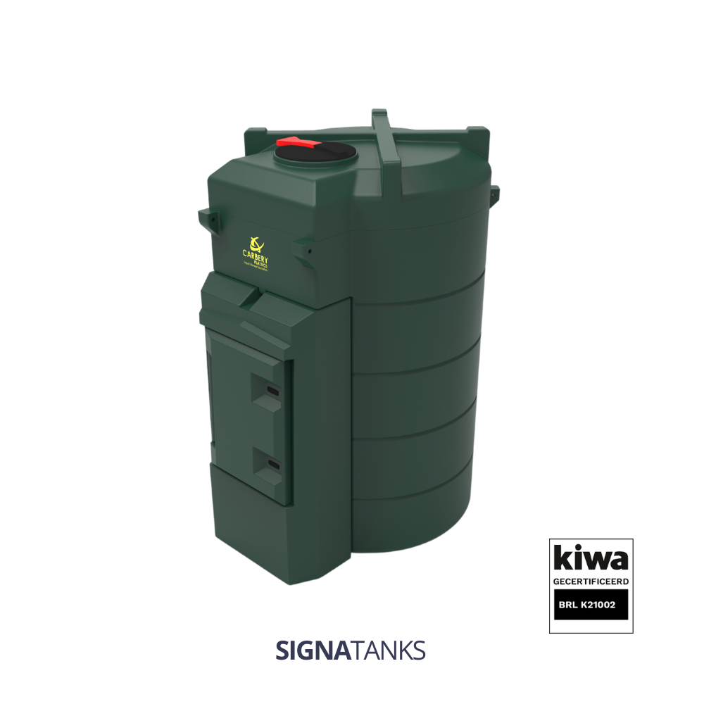 Dieseltank 3000L (KIWA), Verticaal met Pompkast, Carbery Plastics (Geen certificaat, Piusi Panther 56, 3-Cijferig Telwerk (K33), Kleine filter: 260HS-II-30, Geen registratiesysteem, Afgifteslang 5m)