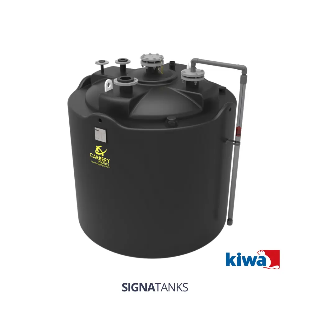 Chemietank 2000L, Enkelwandig in gesloten opvangbak, Verticaal, CP - [KIWA]