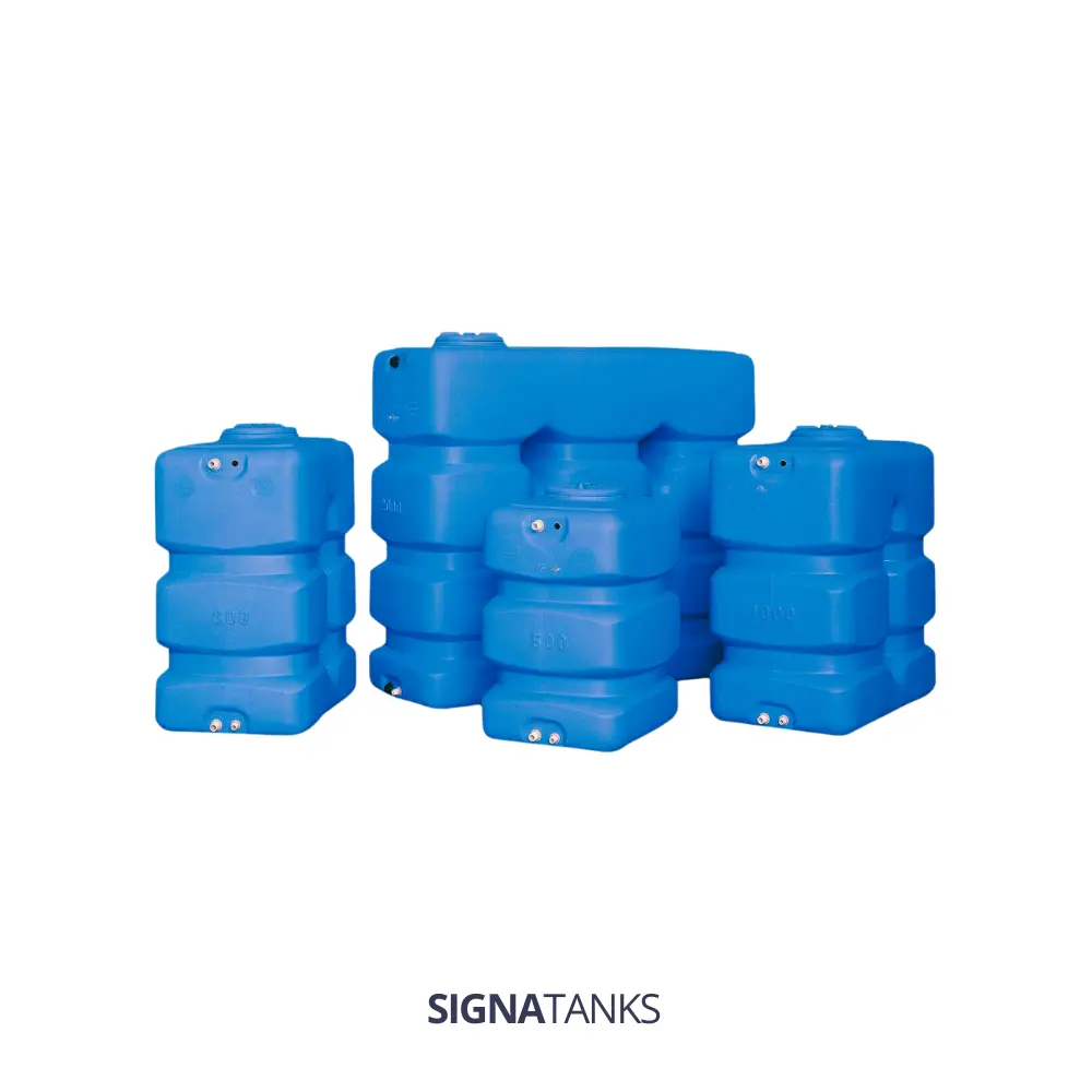 Watertank 2000L, Rechthoekig, Enkelwandig, Bovengronds.
